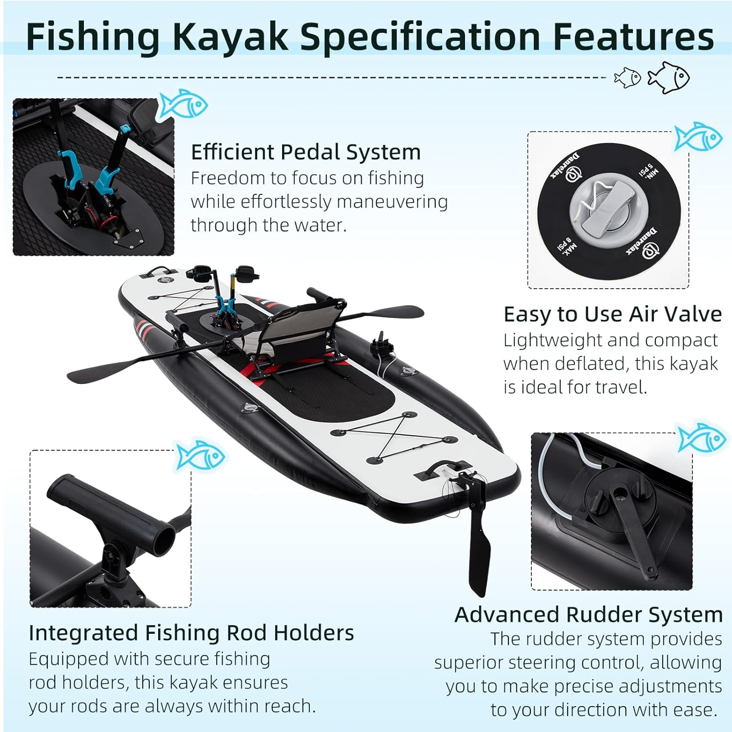 12ft Premium PVC Şişirilebilir - Fishing Kayak Pedal Drive incelemesi ve fiyatı